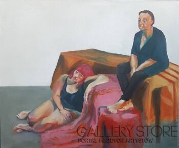 Joanna Dulla-Dwie kobiety w przestrzeni-Olej
