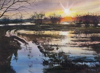 Karolina Majer-Wiosenne roztopy - zachód słońca -Malarstwo