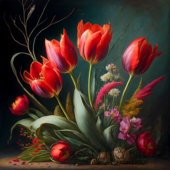 Czerwone tulipany / płótno