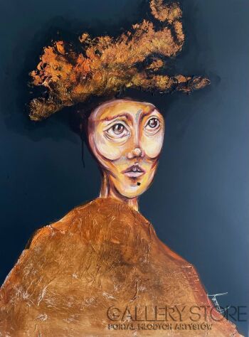 Katsiaryna Kavaliova-Samotny bohater złotego kapelusza-Akryl