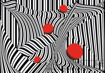 Kattie Daniel-OPTICAL ART WITH A RED BALL  007-Grafika
