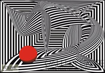 OPTICAL ART WITH RED BALL 003