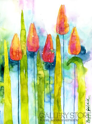 Klaudia Pawelec-Gliklich-Colorful tulip -Akwarela