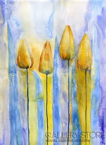 Klaudia Pawelec-Gliklich-Pomarańczowe tulipany -Akwarela