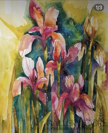 Klaudia Pawelec-Gliklich-Różowe irysy-Malarstwo