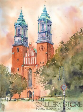 Klaudiusz Pohl-Archkatedra Poznań-Akwarela