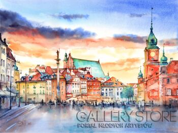 Klaudiusz Pohl-Warszawa Stare Miasto-Akwarela