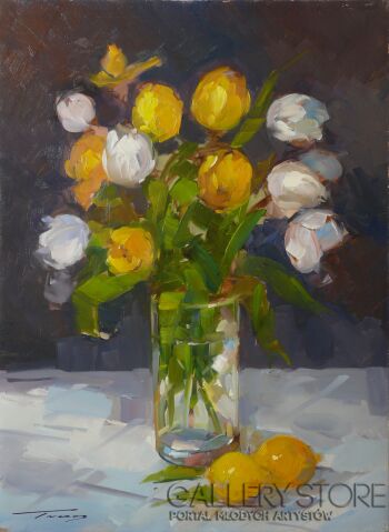 Krzysztof Tracz-Tulipany w wazonie-Malarstwo