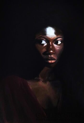 Magdalena Grabowska-Portret czarnej kobiety w mroku-Olej