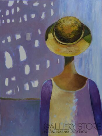 Magdalena Walulik-Z cyklu Ludzie - Kobieta w kapeluszu -Olej