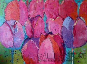 Magdalena Walulik-Kwiaty - Różowe tulipany VI-Olej