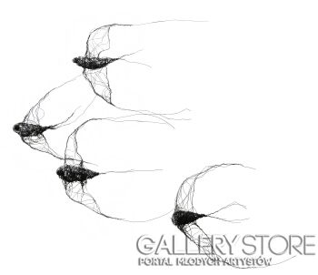 Maja Gajewska-Instalacja z metalu nr XVII - ptaki w kluczu (4 sztuki)-Instalacje