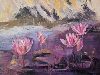 Małgorzata Burcicka-Kozieł-Magentowe lotosy-Malarstwo