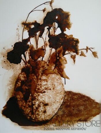 Marcin  Paprota-Coffee painting: Coffee flowers-Technika mieszana