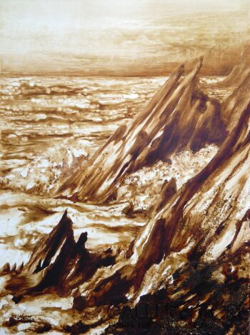 Marcin  Paprota-Coffee painting: Dingle Peninsula. Slea Head -Technika mieszana