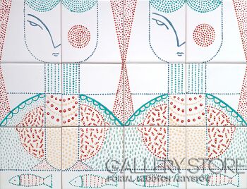 Marcin Waśka-Obraz ceramiczny- Portugalskie poławiaczki ryb-Malarstwo