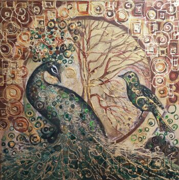 Mariola Świgulska-Przyjacielskie pogaduszki w złoceniach Klimta-Akryl