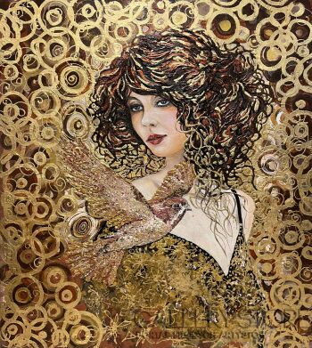 Mariola Świgulska-Uskrzydlone piękno w Klimtowskich złoceniach-Akryl