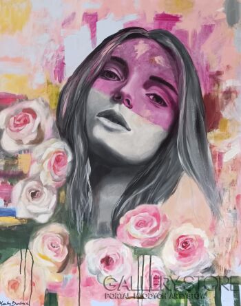 Marta Bartnik-Roses in bloom-Akryl