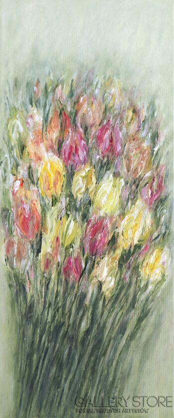 Marta Machowicz-Kolorowe tulipany -Olej