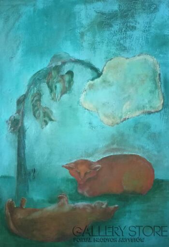 Marzena Miszczuk-Głowacka-Koty z hortensją-Malarstwo