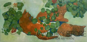 Marzena Miszczuk-Głowacka-Koty z nasturcjami-Malarstwo