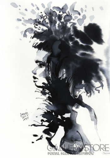 Michał Szumiński-Sensual Lady 2-Akwarela