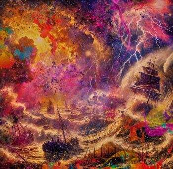 Mikołaj Jackiewicz-Statki na morzu-Malarstwo