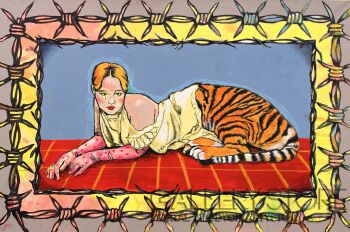 Natalia Biegalska-Cat Woman (Cage)-Technika mieszana