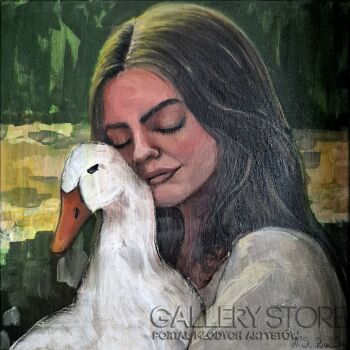 Natalia Smolin-Portret z kaczką-Malarstwo