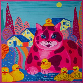 Oksana Chumakova-Obraz „Kot rybaka”, 2025.-Malarstwo