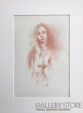 Olaf Czyż-Akt barwiony sangwiną V-Rysunek