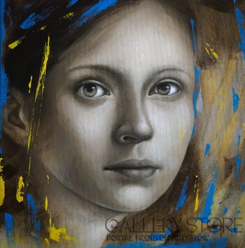 Olaf Czyż-Esej o harmonii barw , portret z błękitem cerulean i żółcienią chromową-Malarstwo