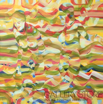 Paweł Dąbrowski-Dwie wielkie w kąpieli w południe-Malarstwo