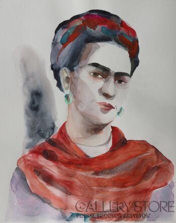 Paweł Dąbrowski-Frida po domowemu-Akwarela
