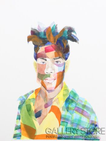 Paweł Dąbrowski-J.M. Basquiat-Akwarela