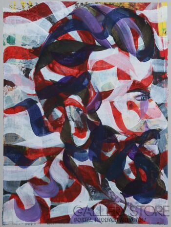 Paweł Dąbrowski-Metafizyczny profil mężczyzny z brodą-Malarstwo