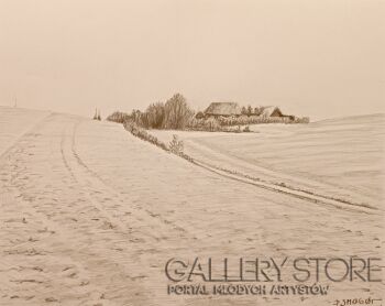 Piotr Smogór-pejzaż zimowy-Rysunek