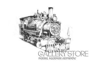 Rafał Kulik-AMerykański parowóz, studium detalu-Rysunek