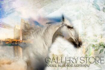 Koń 5, konie, wolność - ilustracja fotomontaż