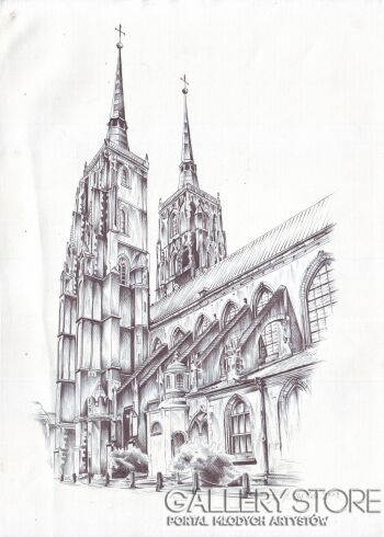 Rafał Kulik-Wrocław, Katedra, studium detalu (mały defekt)-Rysunek