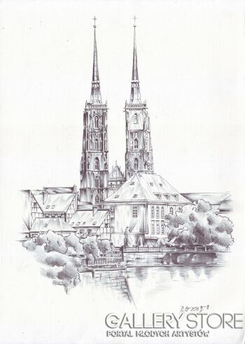 Rafał Kulik-Wrocław, Katedra - studium detalu (mały defekt)-Rysunek