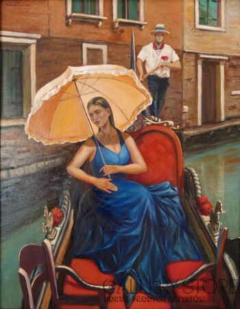 Robert Cieślak-Dziewczyna w sukni indygo-Malarstwo