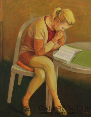 Roman Kaczmarek-Pochłonięta książką-Malarstwo