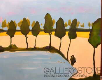 Romuald Mulk Musiolik-Nad stawem-Malarstwo