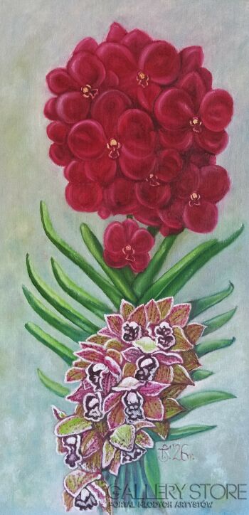 Teresa Sacharczuk-Orchidea Vanda i cymbidium II -Malarstwo