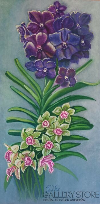 Teresa Sacharczuk-Orchidea Vanda z cymbidium-Malarstwo