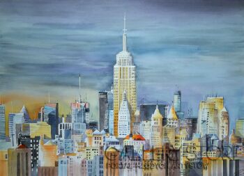 Tomasz Olszewski-Nowy York - Manhattan na kolorowo-Akwarela