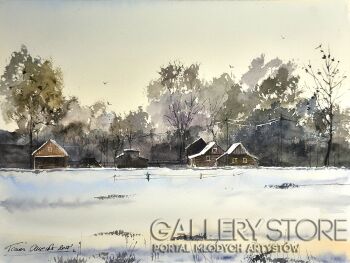 Tomasz Olszewski-Pejzaż zimowy - Podlasie II-Malarstwo