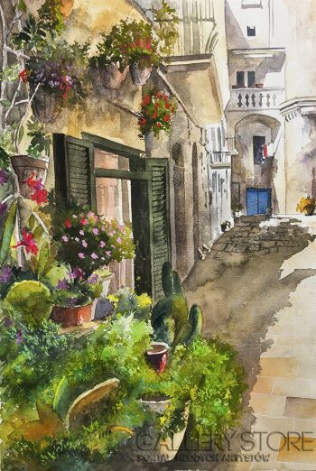 Tomasz Olszewski-Podwórko w Asyżu-Malarstwo